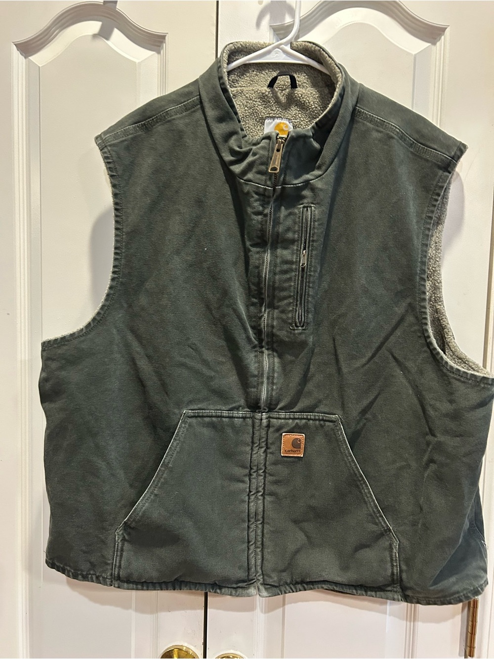 Carhartt men 2XL moss green canvas Sherpa vest